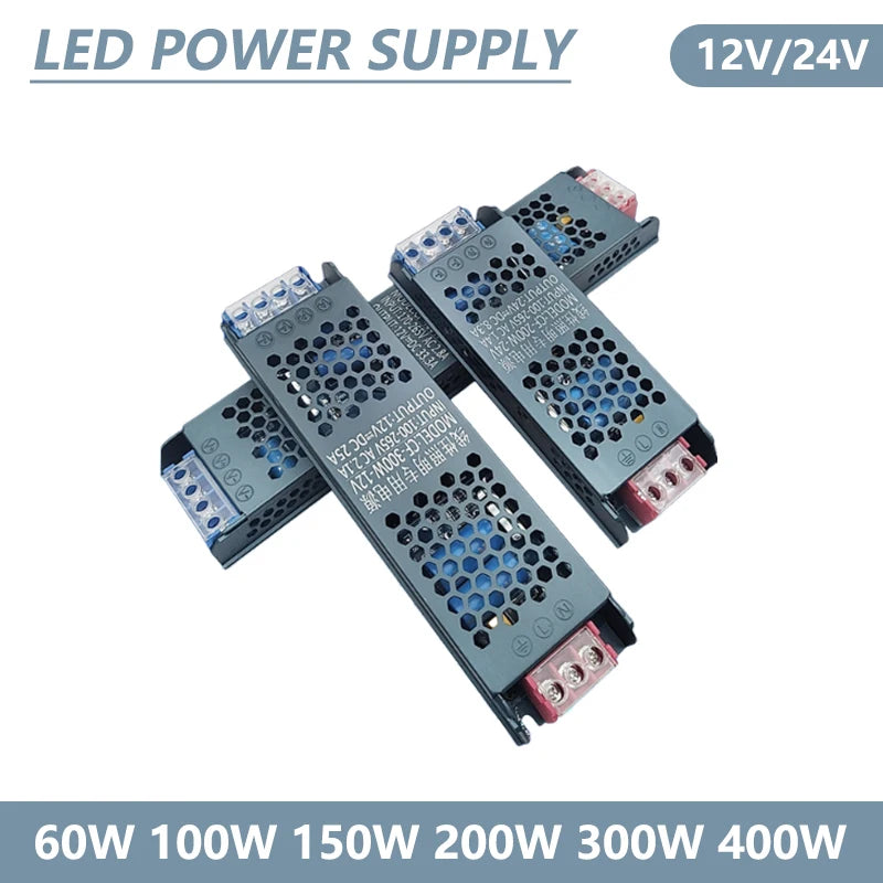 LED Power Supply AC 220V TO DC 12V 24V LED Driver Lighting Transformer 12V 24V 60W 100W 150W 200W 300W 400W For LED Strip Lights Oasis Select