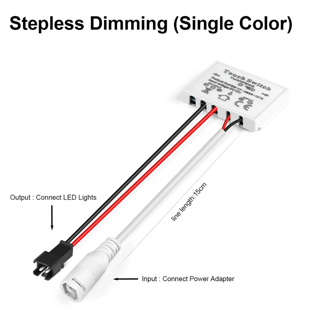 12V CCT Adjustable Stepless Dimming Touch Sensor Switch For Bathroom Mirror Backlight Decoration Mirror Lights LED Dimmer Switch Oasis Select DC Dupont wire