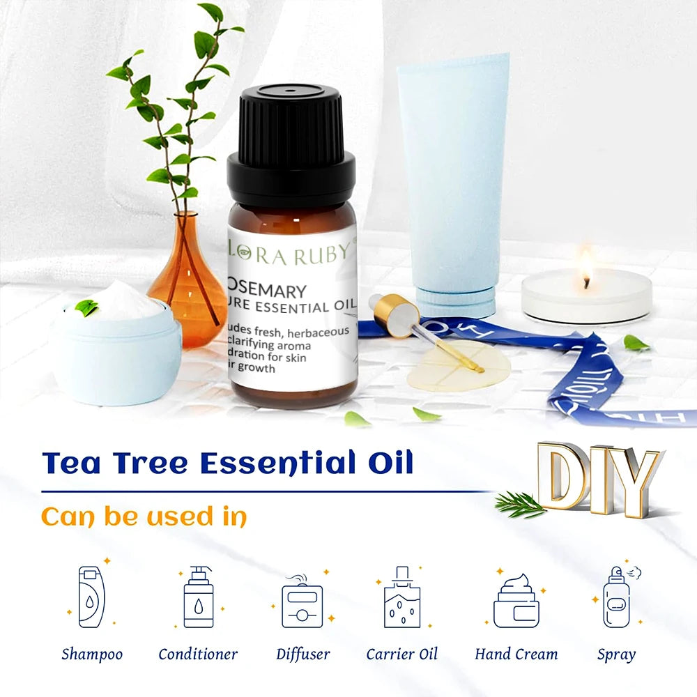 10ml Pure Natural Plant Essential Oil Lavender Jasmine Eucalyptus Rosemary， For Diffuser，Humidifier，Candle Making Oasis Select