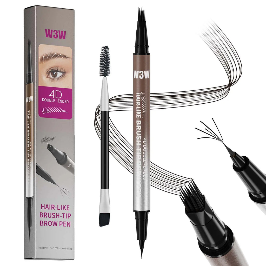 Hair Like 4D Micro Sculpting Eyebrow Pencil Dual Ended Multiple Prong Long Lasting Non Smudged Eyeliner Makeup Oasis Select
