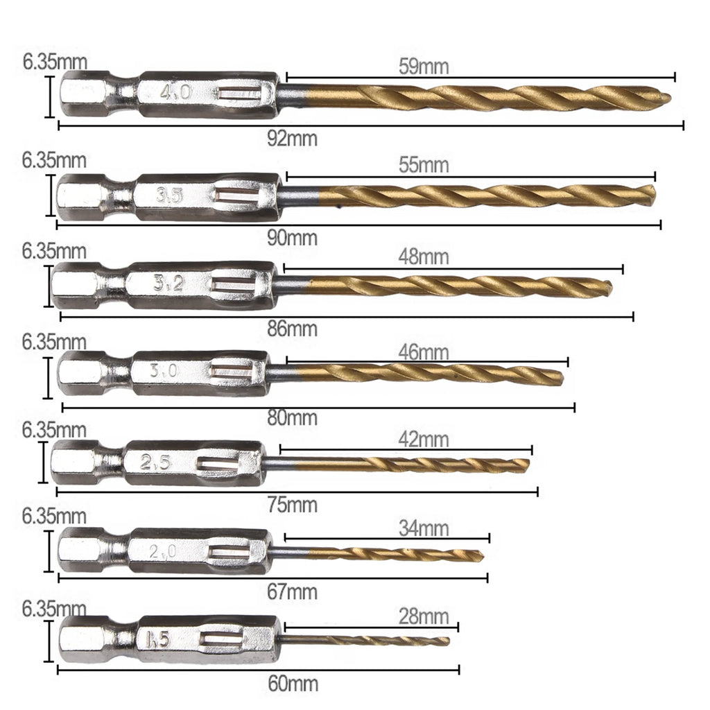13-Piece HSS Twist Drill Bit Set 1.5–6.5mm | 1/4" Hex Shank Twist Drill Bit Set Oasis Select