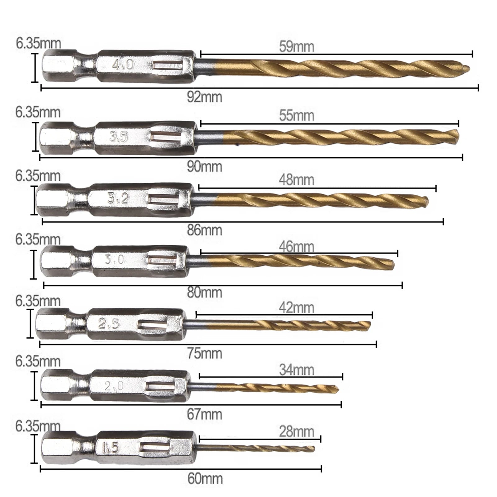 13-Piece HSS Twist Drill Bit Set 1.5–6.5mm | 1/4" Hex Shank Twist Drill Bit Set Oasis Select