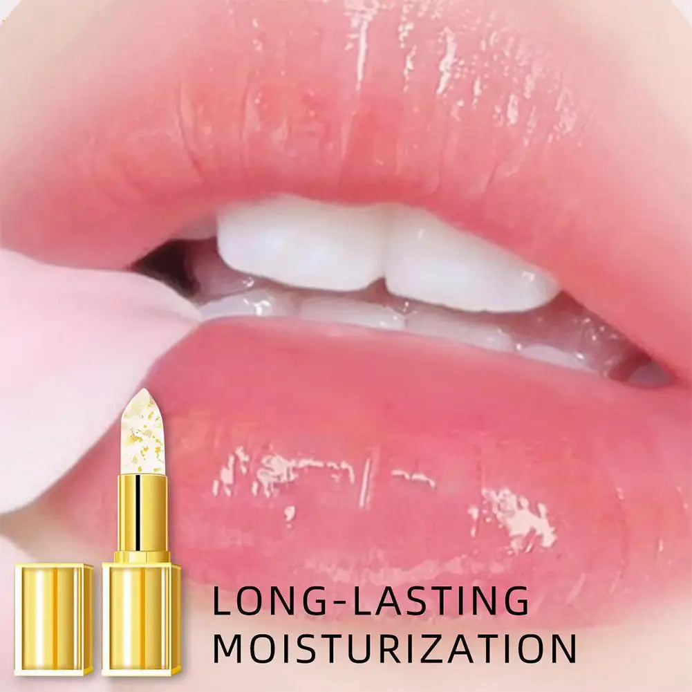 Gold Crystal PH Color Changing Lip Balm, Moisturizing High Shine Glossy Lipstick, Waterproof Non Sticky Cup Daily Lip Care Oasis Select