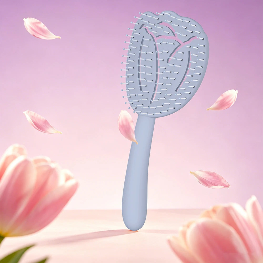 Tulip Hollow Scalp Massage Brush – Detangling Anti-Static Comb Scalp Massage Brush Oasis Select M23-y-blue-04