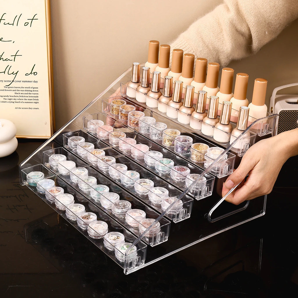 1pc transparent vertical buckle nail polish display stand stepped acrylic perfume lipstick nail polish gel nail polish finisher Oasis Select