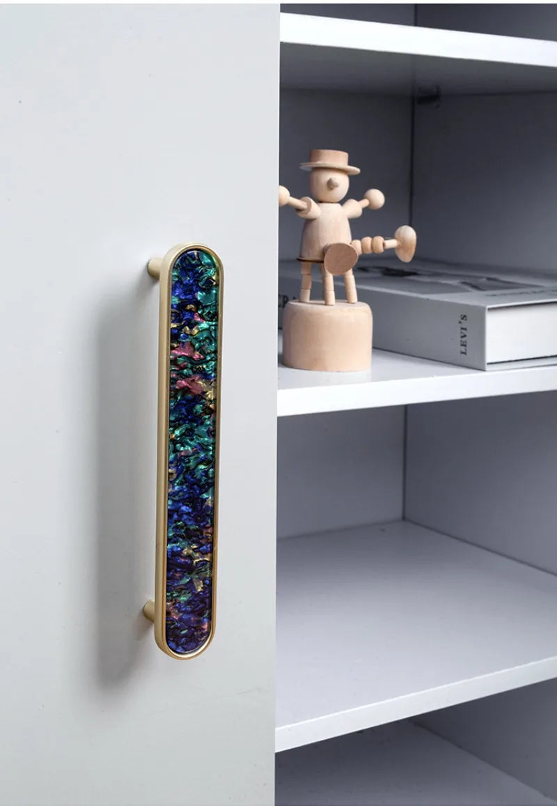 Handles Drawer Cabinet Furniture Kitchen Handles for Cabinet Knob Door Drawer Furniture Kitchen Knob Brass Polychrome Shell Oasis Select