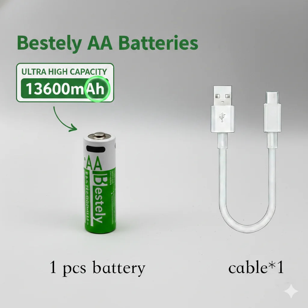 Hot selling AA 1.5V Constant Voltage, High Capacity ,Long Cycle USB-C Rechargeable BAT for Camera/Controller/Toys/Device Oasis Select 1 pcs Battery