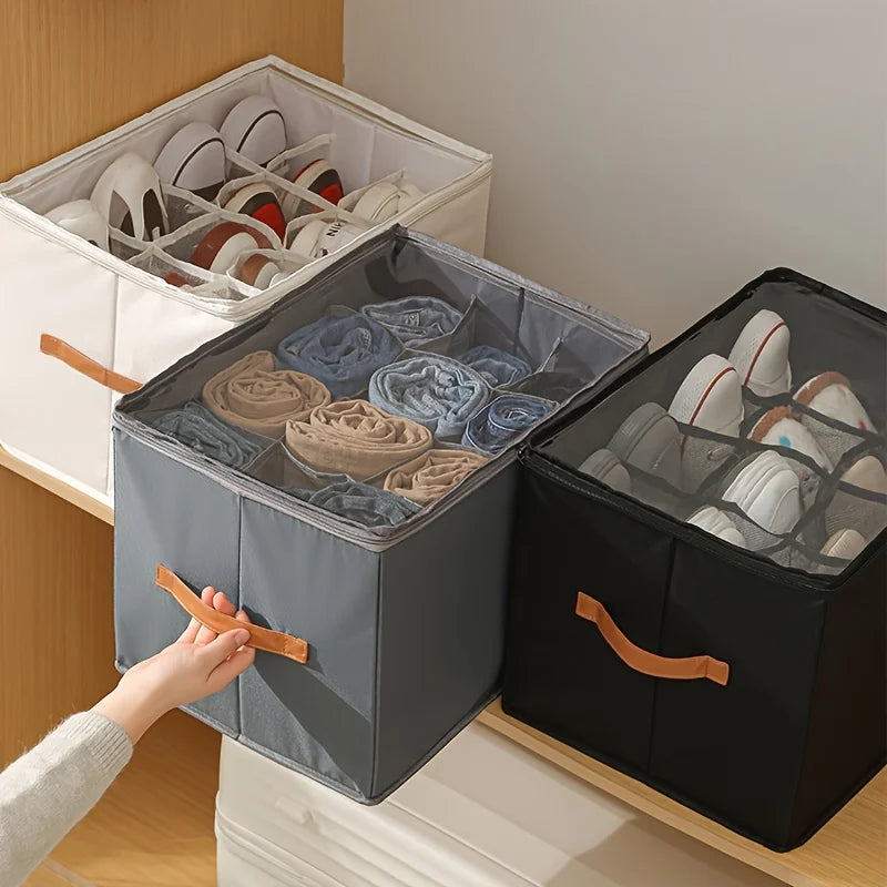 1pc Foldable Oxford Fabric Shoe Organizer with Lid/Dustproof Storage Box for Shoe,Clothes&Accessorie/Versatile Home Organization Oasis Select