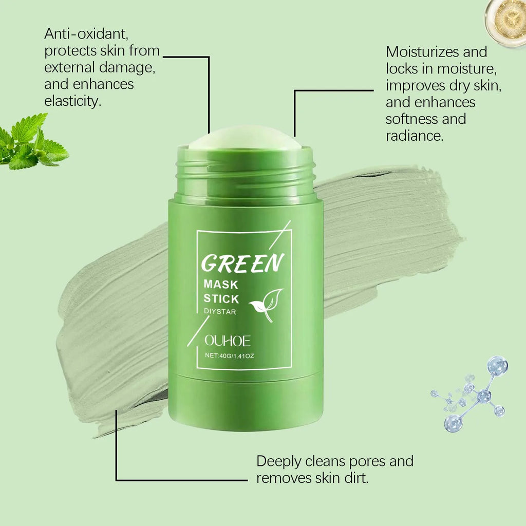 Face Clean Mask Green Tea Cleansing Stick Mask Smear Acne Shrink Blackhead Moisturizing Deep Cleansing Mask Film 40g Pores Oasis Select