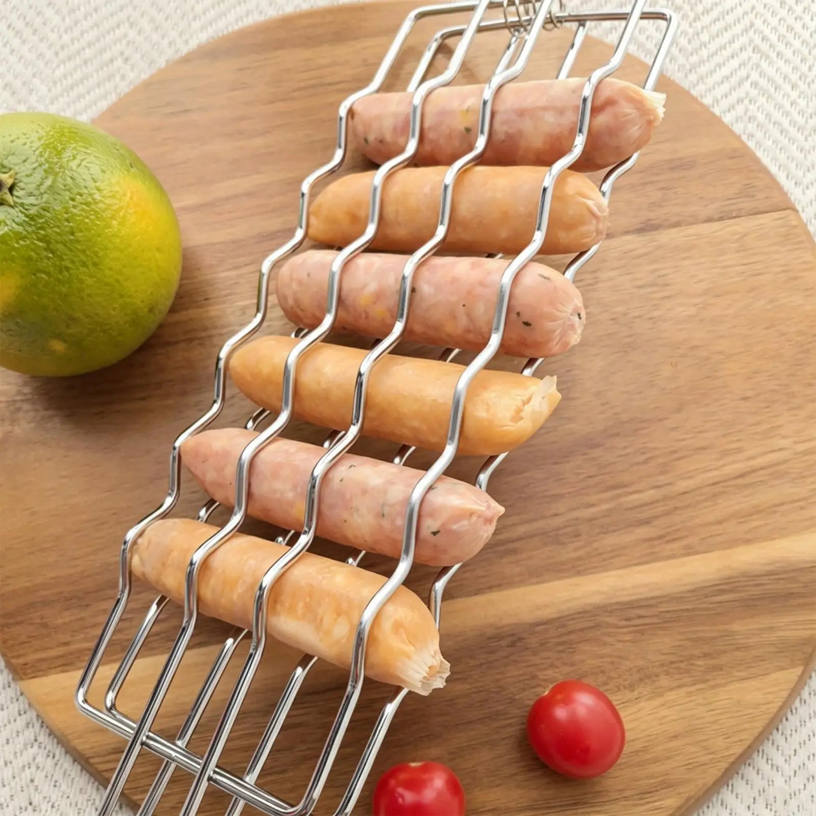 Portable Hot Dog Grill Basket 1pc Sausage Barbecue Net BBQ Tool Hot Dog Barbecue Rack Detachable Barbecue Net Clip BBQ Rack Oasis Select