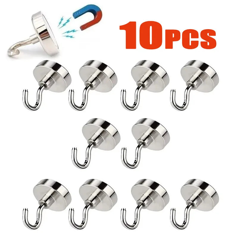 12/6/1Pcs Strong Neodymium Magnetic Hook Sucker Metal 12kg 5Pounds Diameter 20mm Magnets Quick Hook Shelf Ring For Home Kitchen Oasis Select 10mm 10pcs