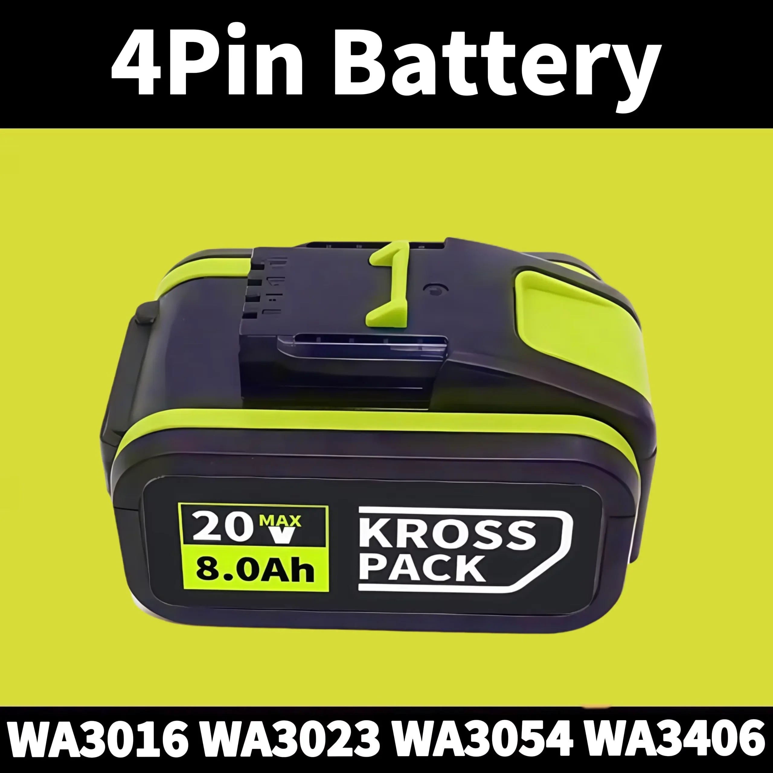 For 20V WORX Replacement Lithium-ion Battery 6000/8000mAh for WA3551 WA3551.1 WA3553 WA3641 WX373 Rechargeable Battery Tool Oasis Select B-4Pin-8.0Ah-1pcs