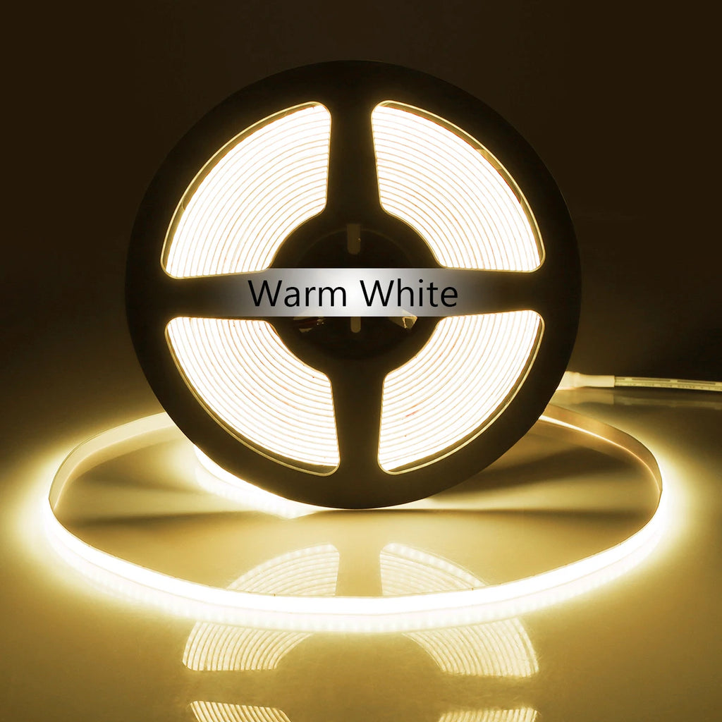 COB LED Strip Light Flexible Lamp Tape Neon Light 12V High Bright Kitchen Cabinet TV Desktop Screen BackLight Car Room Decor ﻿ Oasis Select Warm White 5m