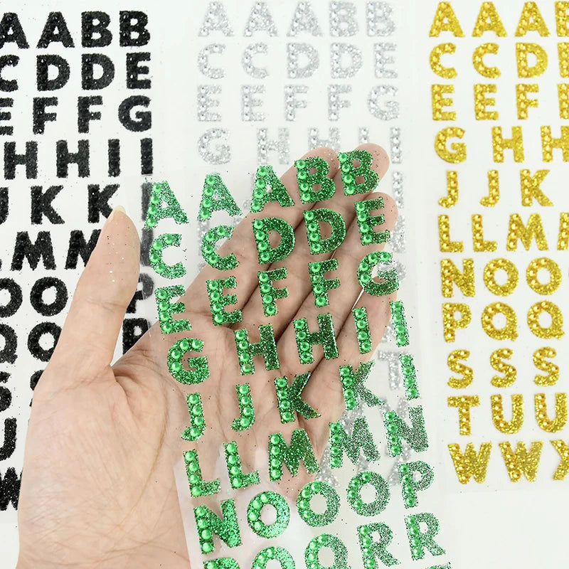 1Pcs Glitter A-Z Alphabet Letters Sticker Scrapbooking Stationery School Supplies Black/Gold/Silver/Red/Blue/Pink/Purple/Green Oasis Select
