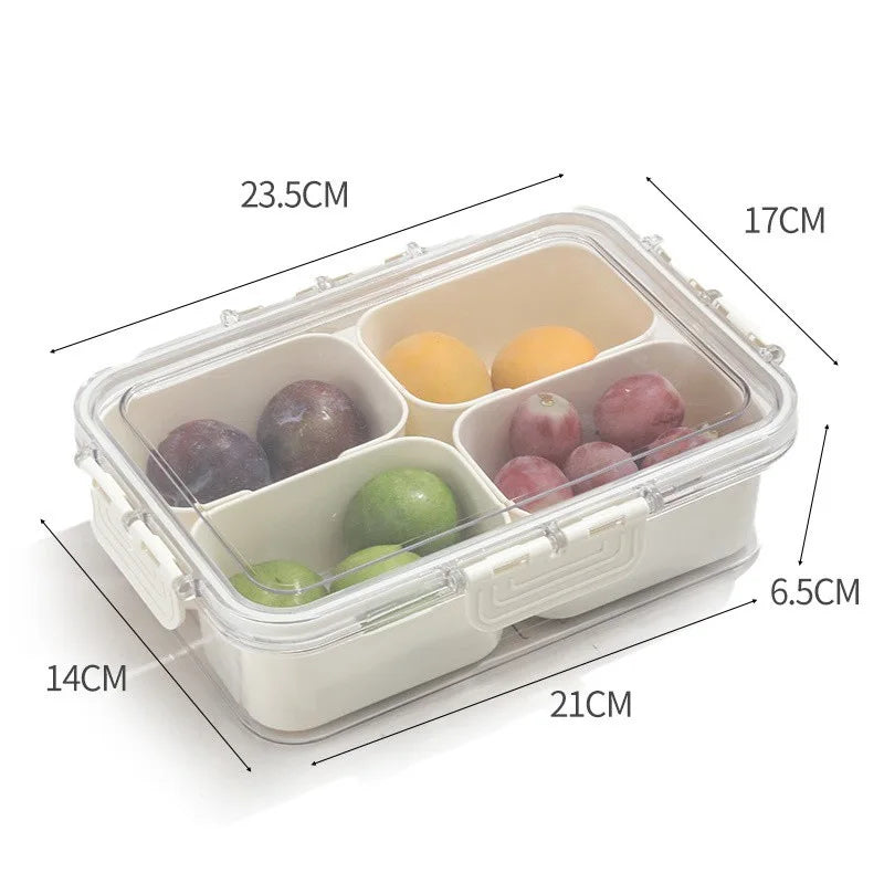 8/4-Compartment Bento Box with Lid, Food Grade PP Leakproof Portable Snack Tray, 4-Sided Snap Lock Sealing Storage Organizer Oasis Select 4-Grid