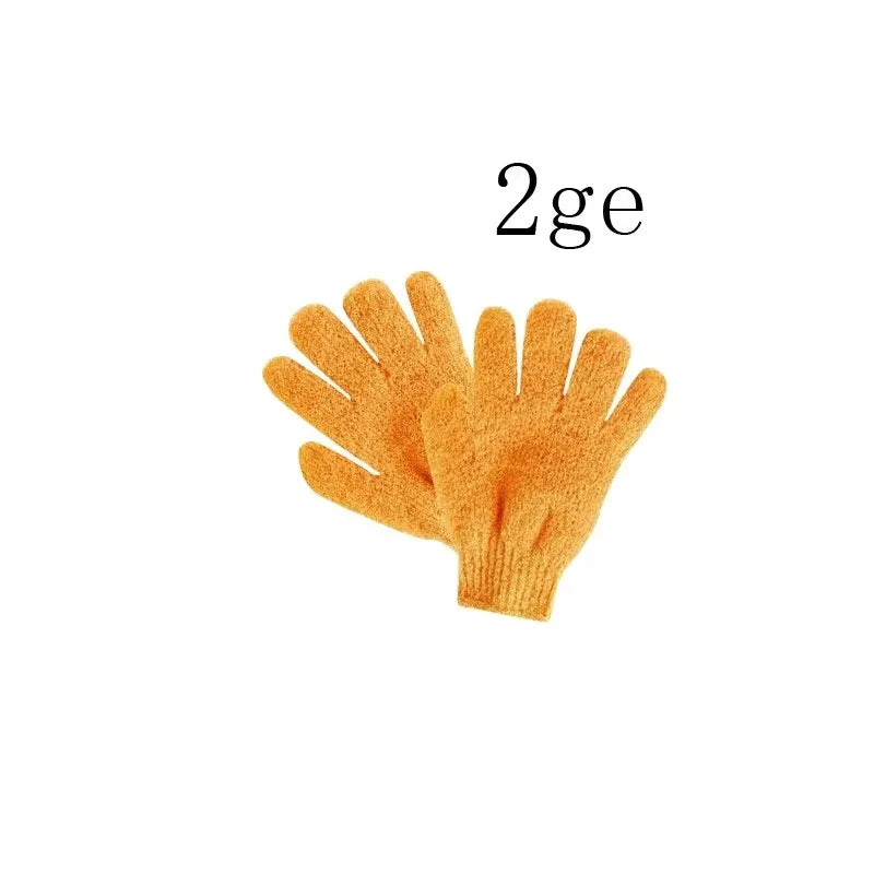 1/2/3pairs Five Fingers Bath Gloves Peeling Exfoliating Household Shower Towel Scrub Body Wash Elastic Wipe Body Cleaning Tools Oasis Select 1pairs orange