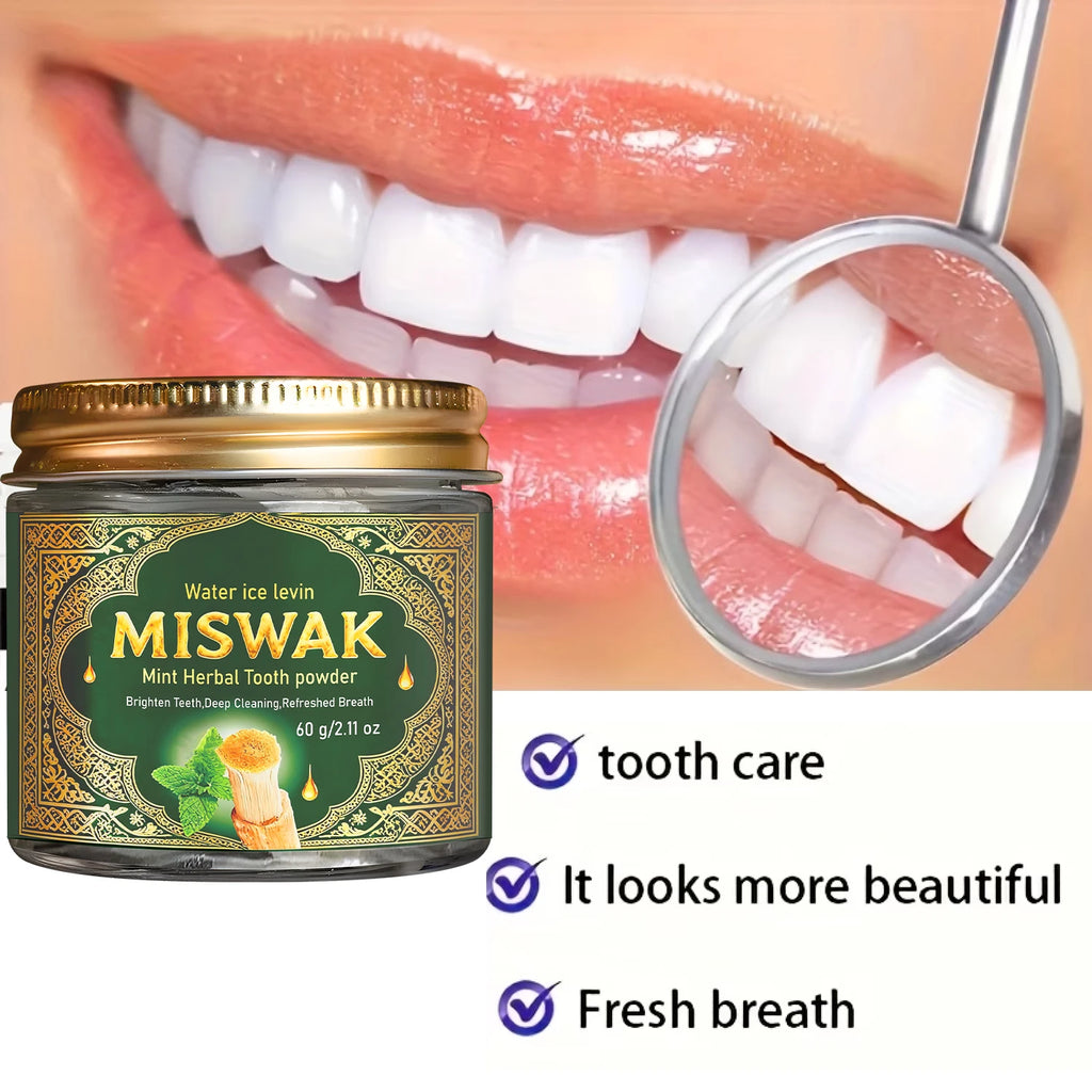 MISWAK Mint Herbal Tooth Powder – Charcoal & Hyaluronic Acid Herbal Tooth Powder Oasis Select