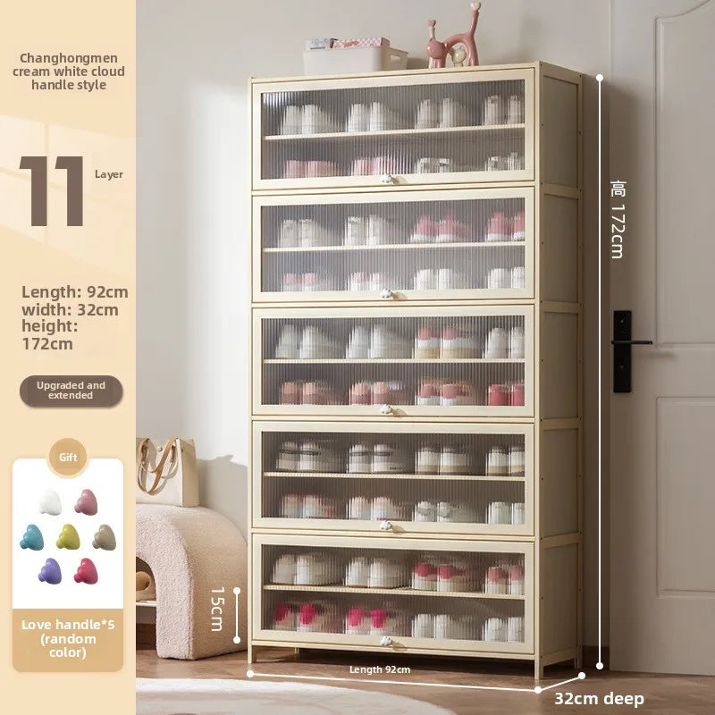 Cream wind dopamine shoe cabinet household simple door multi-layer dust storage shoe rack Oasis Select Eleventh Floor 92