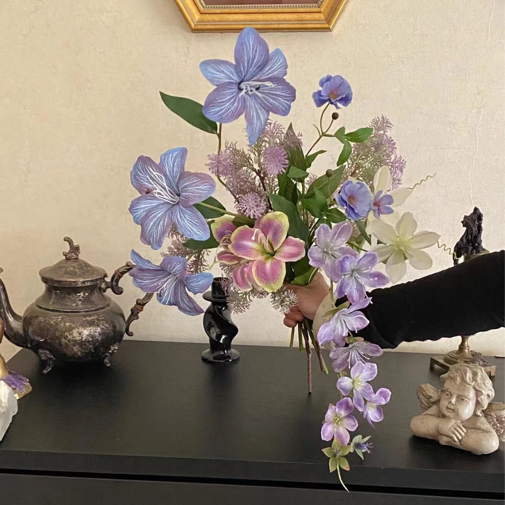 Purple Simulated Flower Simulated Artificial Flower Bouquet Silk Cloth Flowers Soft Monet Garden Flowers For Window Display Home Oasis Select A