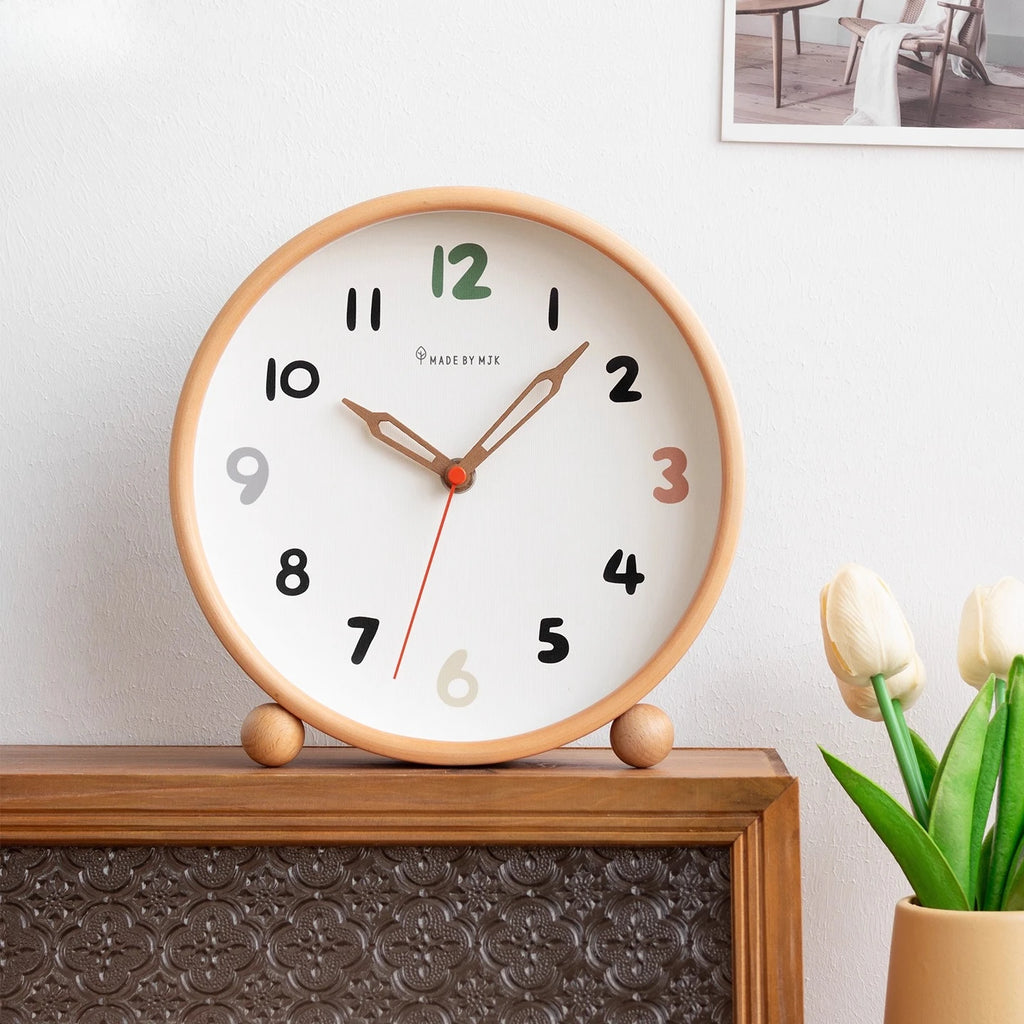 2025 New Creative Countertop Clock Large Solid Wood Clock for Living Room Desktop Decoration Silent Table Clock Oasis Select