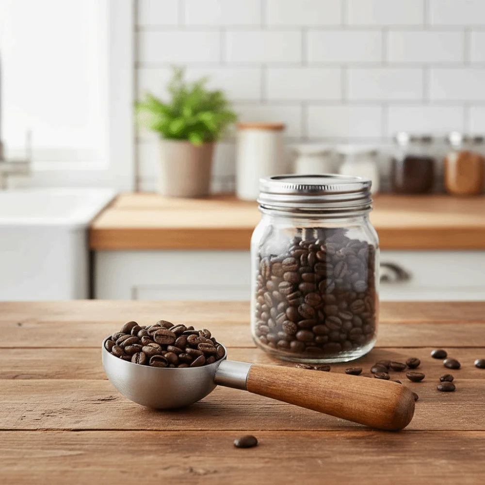 30ml Wood Handle Coffee Scoop – Stainless Steel Measuring Spoon