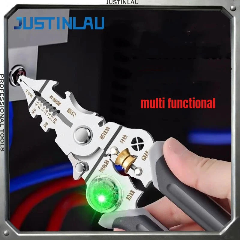 JUSTINLAU 1PC Multifunctional 10 in 1 Wire Stripping Pliers Live Measuring Pliers Used for Cutting Household Wires and Cables Oasis Select