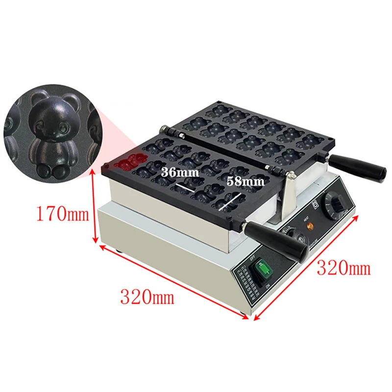 12-Slot Panda Waffle Maker 1500W – Dual-Sided, 110V/220V
