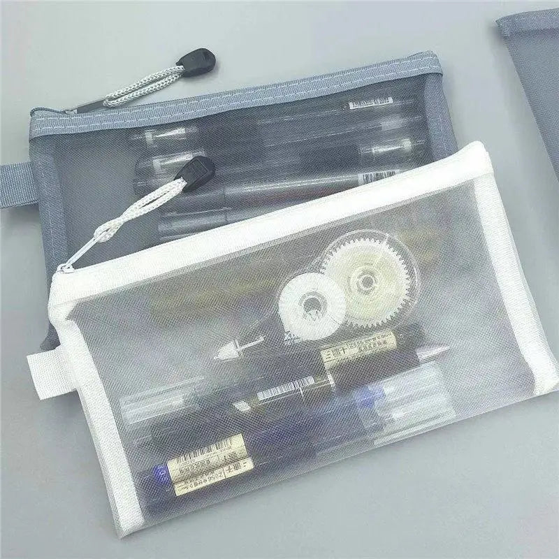 Mesh Pencil Case 3 Pack Large Capacity Fits Pens Rulers Erasers Nylon Zip Storage Bag for School Student Supplies Oasis Select