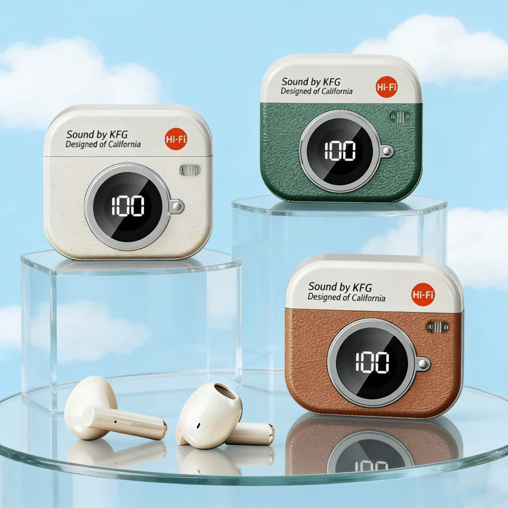 Q86 TWS Wireless Earphone Bluetooth Headphones Sport Stereo Fone Bluetooth Earbuds For All Smartphones Retro Camera Style Oasis Select