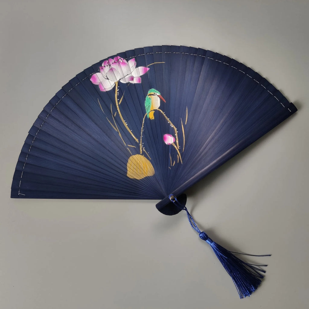 All bamboo spray painting fan high-end fine painting dance fan hollow carving folding fan Oasis Select 27