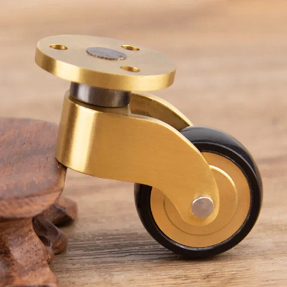 360 Degree Rotation Brass Casters Whisper-Quiet Operation Brushed Brass Finish Brass Wheels For Coffee Tables Caster Wheels Set Oasis Select