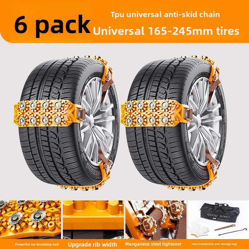 Automobile tire anti-skid chain, sedan off-road vehicle universal anti-skid escape chain Oasis Select 6PCS