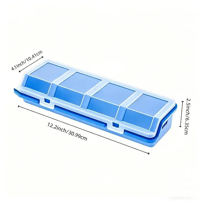 4 Grid Plastic Hardware Storage Box with Lid, Screw Organizer Case for Small Parts, Blue Red Black Available Oasis Select 001
