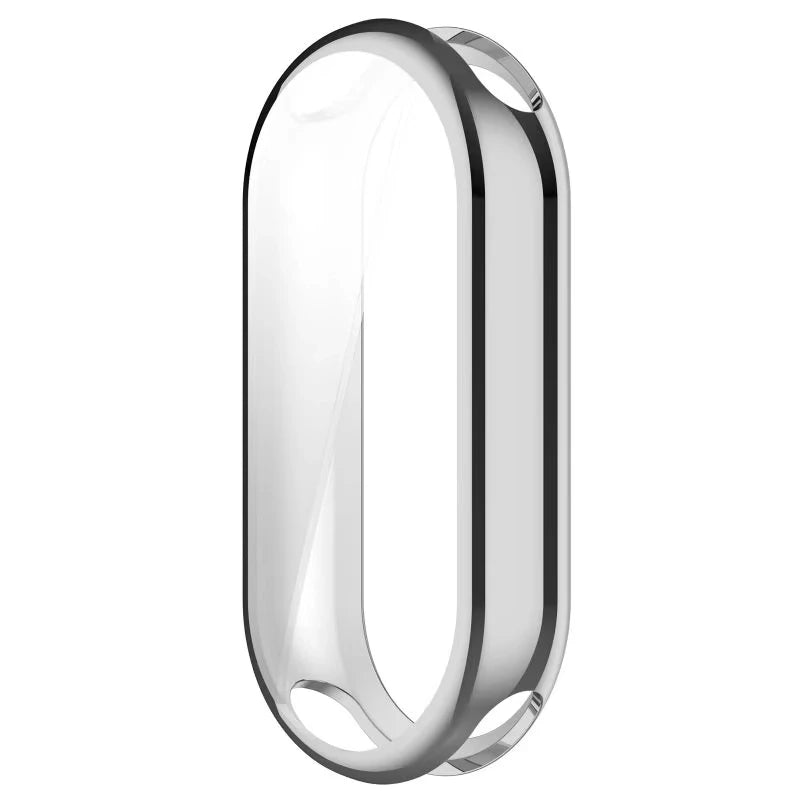 TPU Full Cover Case for Xiaomi Mi Band 8 & 9 Screen Protector Smartwatch Protective Case Oasis Select Silver Xiaomi Mi Band 10