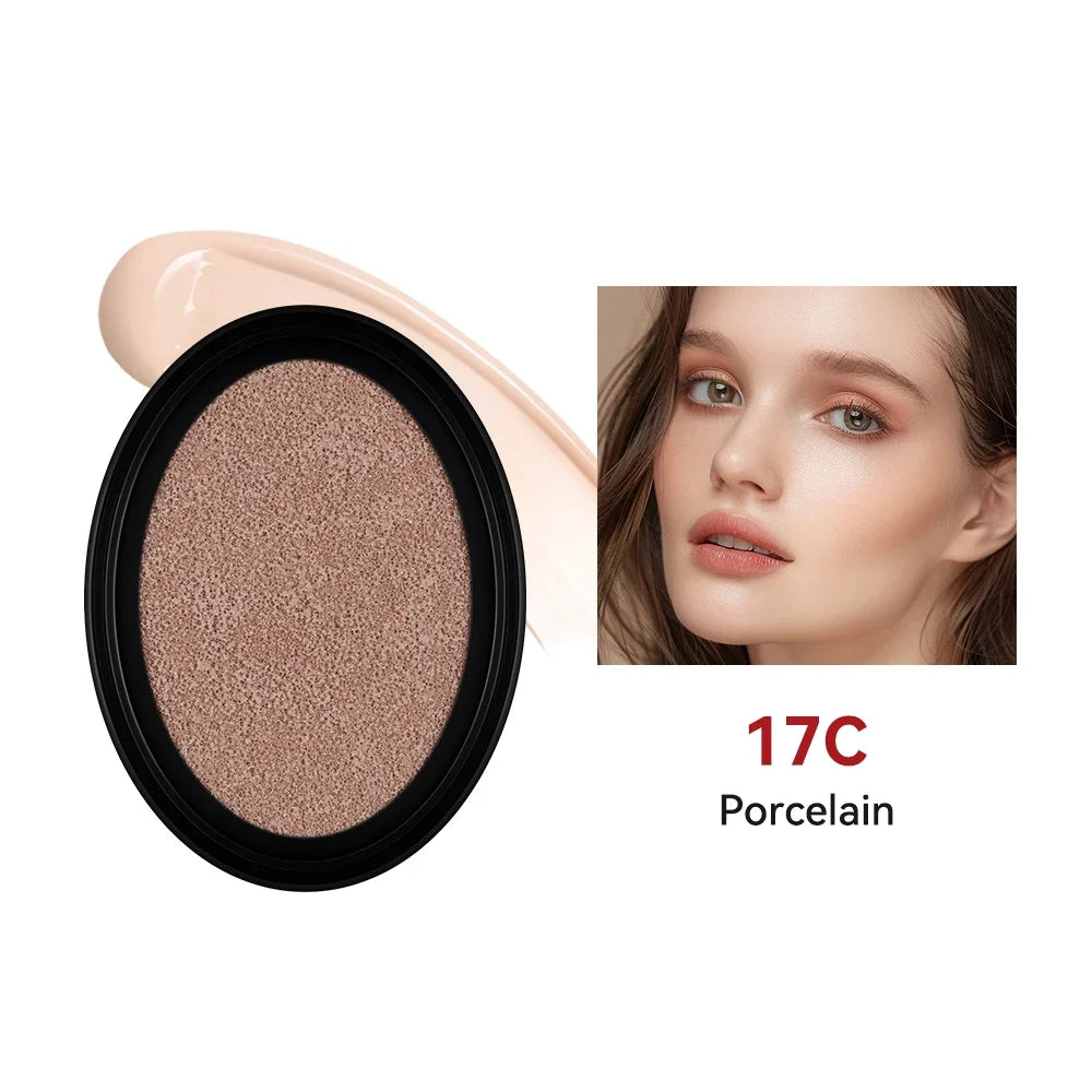 Waterproof Cushion Foundation Refill Semi-Matte Red Finish 72-Hour Wear Long-Lasting Buildable Coverage Sun Protection tirMakeup Oasis Select 17C