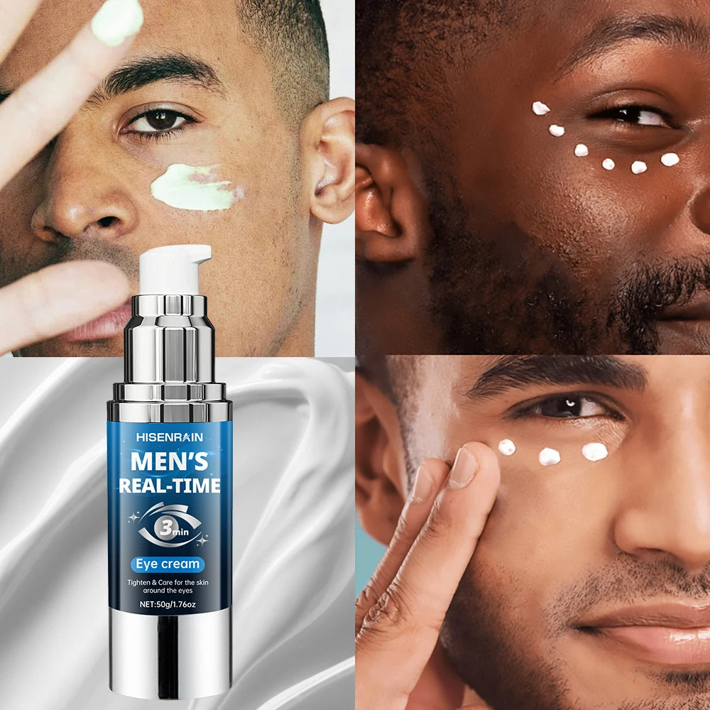 HISENRAIN Men's 3-Second Anti-Aging Eye Cream, Vacuum Pressed Airless Pump Bottle, Dark Circles & Wrinkles Treatment. Oasis Select