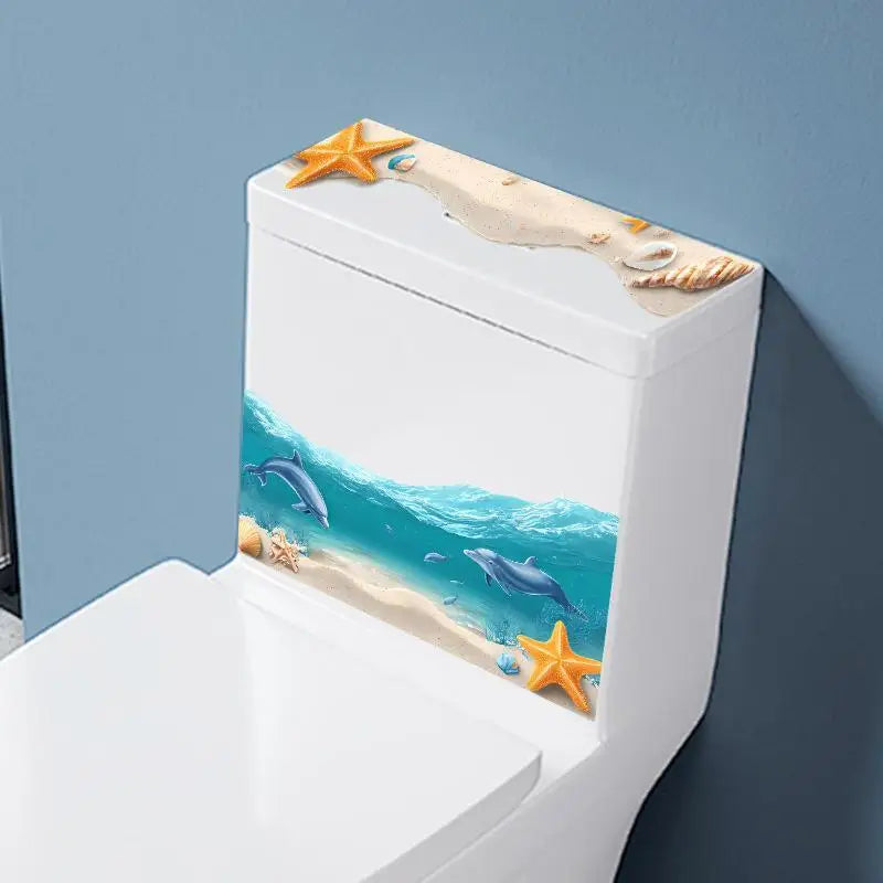 3D Ocean Wave Toilet Sticker Durable Waterproof Anti Slip Removable Creative Bathroom Decor Decal Free Shipping Oasis Select
