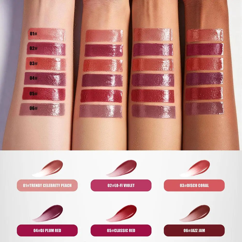 6 Colors Glossy Mirror Juicy Lip Tint Waterproof Non-stick Cup Long Lasting Moisturizing Lipstick High Shiny Lip Gloss Cosmetics Oasis Select