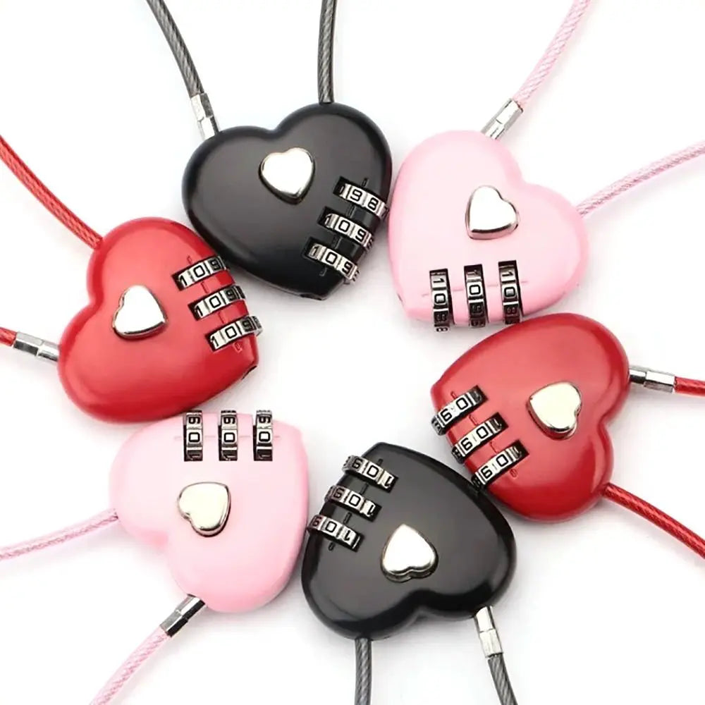 Valentine's Day Heart Style Love Password Lock 3 Digit Password Password Code Padlock Padlock Schoolbag Oasis Select