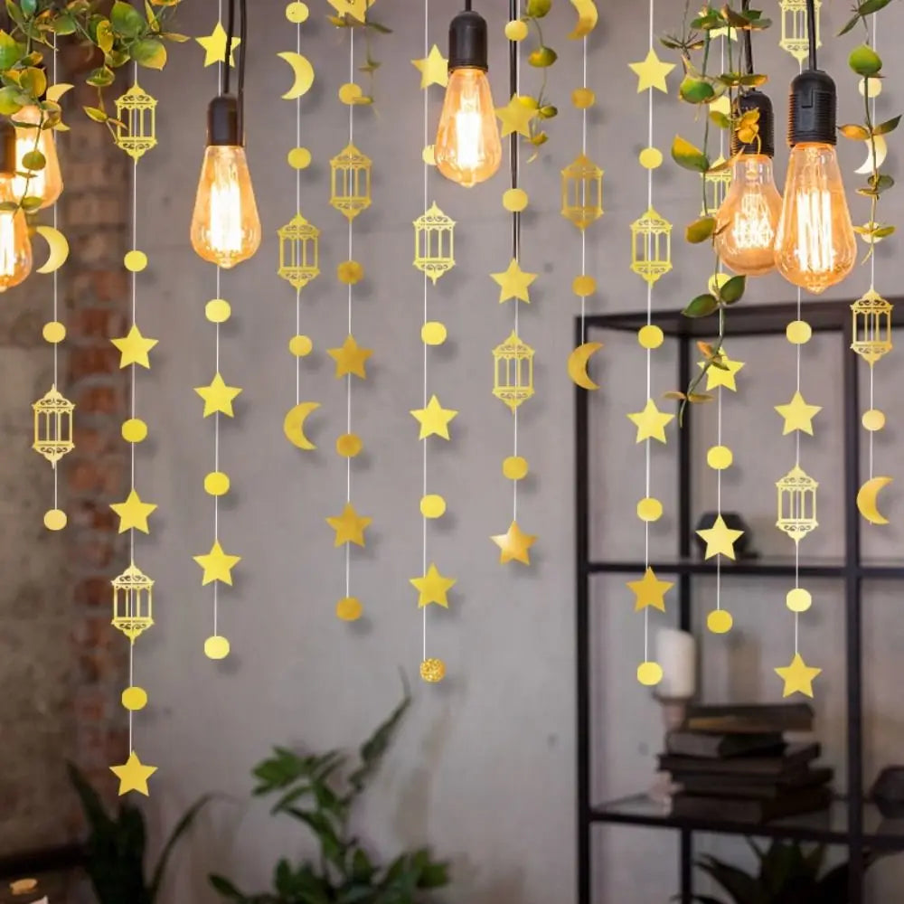 Eid Mubarak Glitter Banner – Gold Silver Ramadan Kareem Decor