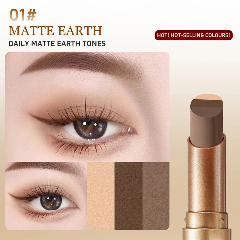 O'CHEAL 3-Color Gradient Glitter Eye Shadow Stick – Waterproof Eye Shadow Stick Oasis Select 01 3.5g