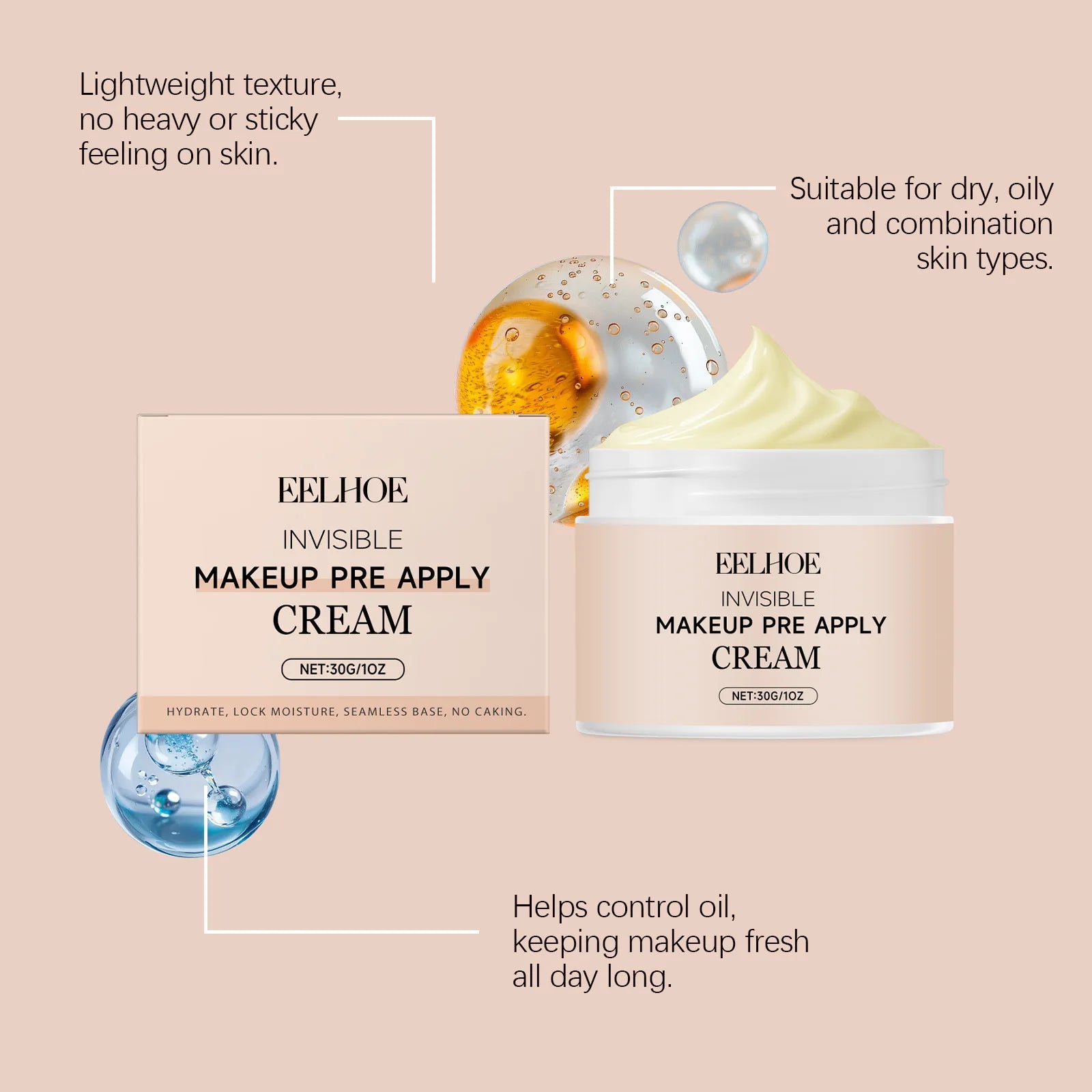 EELHOE Invisible Pore Isolation Primer UV Protection Brightening Long Lasting Makeup Base Face Cosmetic Oasis Select