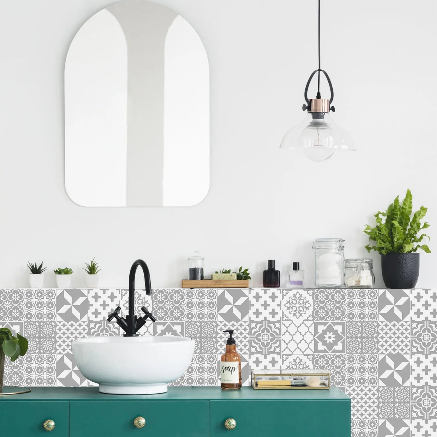 Mandala Tile Self-adhesive Wall Paste Waterproof and Oil-proof Kitchen and Bathroom Wall Decorative Tile Paste Stickers Oasis Select