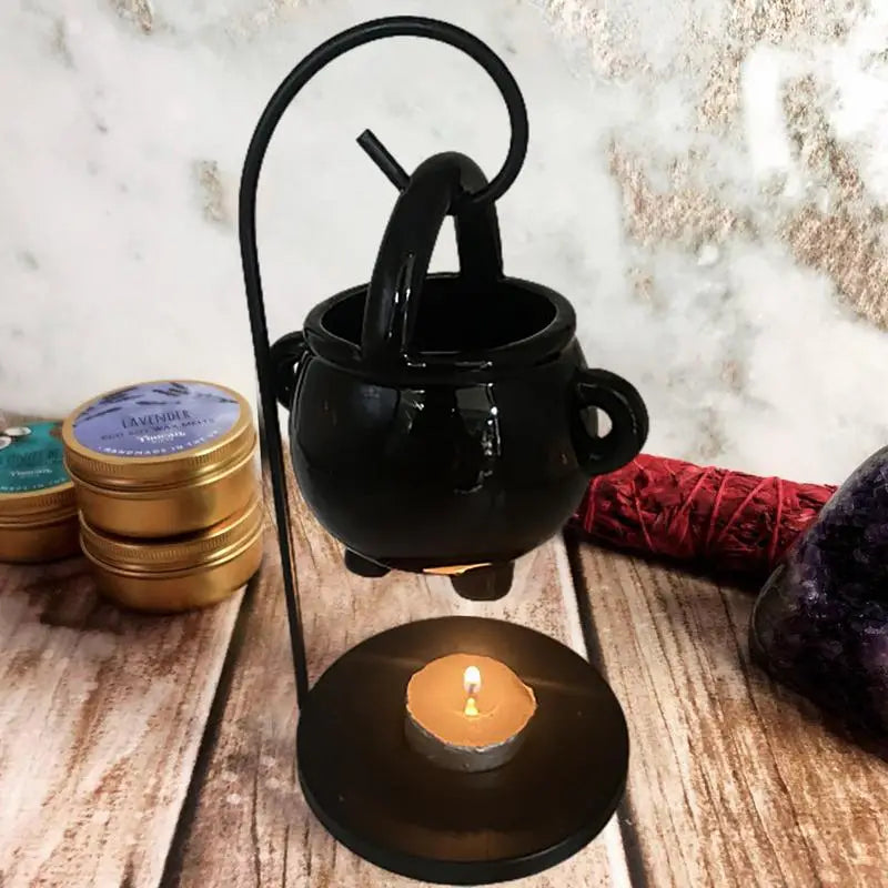 Hanging Cauldron Wax Burner Witch Caldron Pot Candle Holder Witchcraft Supplies Essential Oil Incense Aroma Diffuser Home Decor Oasis Select