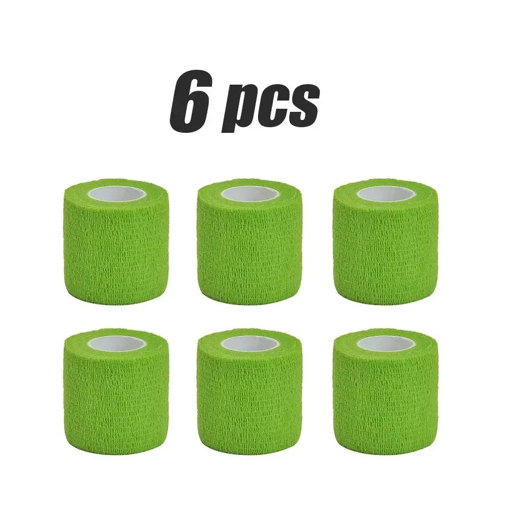 6pcs 5/7.5cm Hot SaleColorful Sport Self Adhesive Elastic Bandage Elastoplast For Knee Support Pads Finger Ankle Palm Shoulder Oasis Select 6pcs-Grass green 1 7.5cmx4.8m