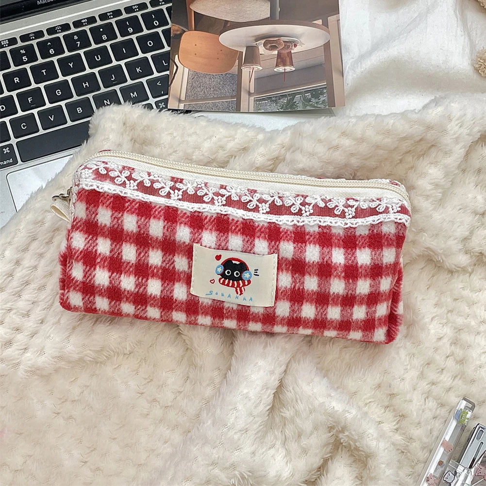 Cherry Fabric Pencil Case – Large Capacity Stationery Bag