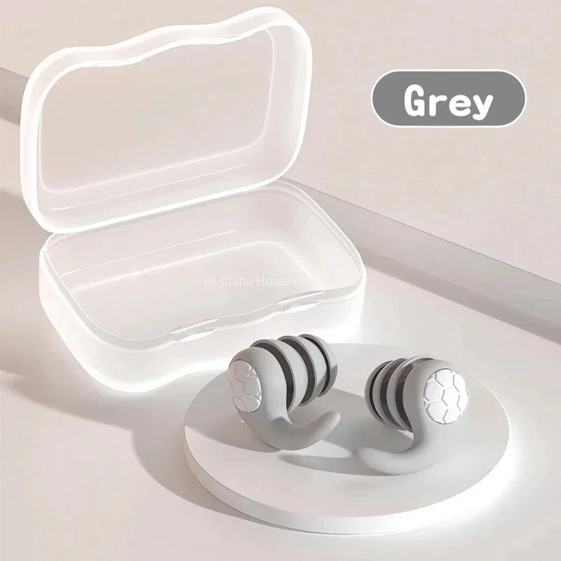 Soft Silicone Earplugs - Noise Canceling, Waterproof, Comfortable Fit, for Sleep, Swimming, Silent Environment Oasis Select Gray