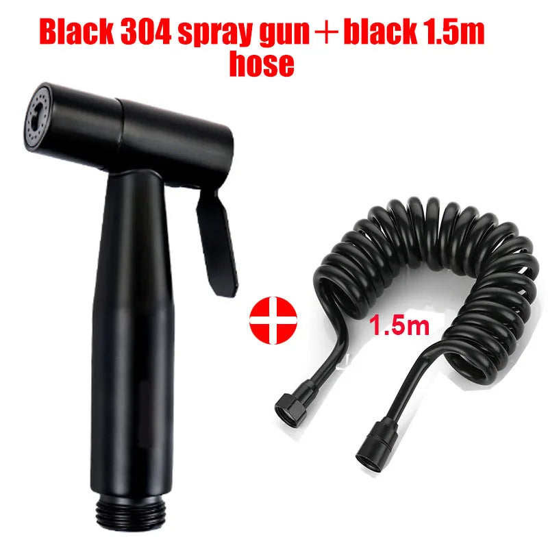Portable Bidet Toilet Sprayer Stainless Steel Hand Held Spray Toilet Shower Wc Dual Control Angle Valve Bathroom Accessories Oasis Select Package C 2 in 1 G1/2