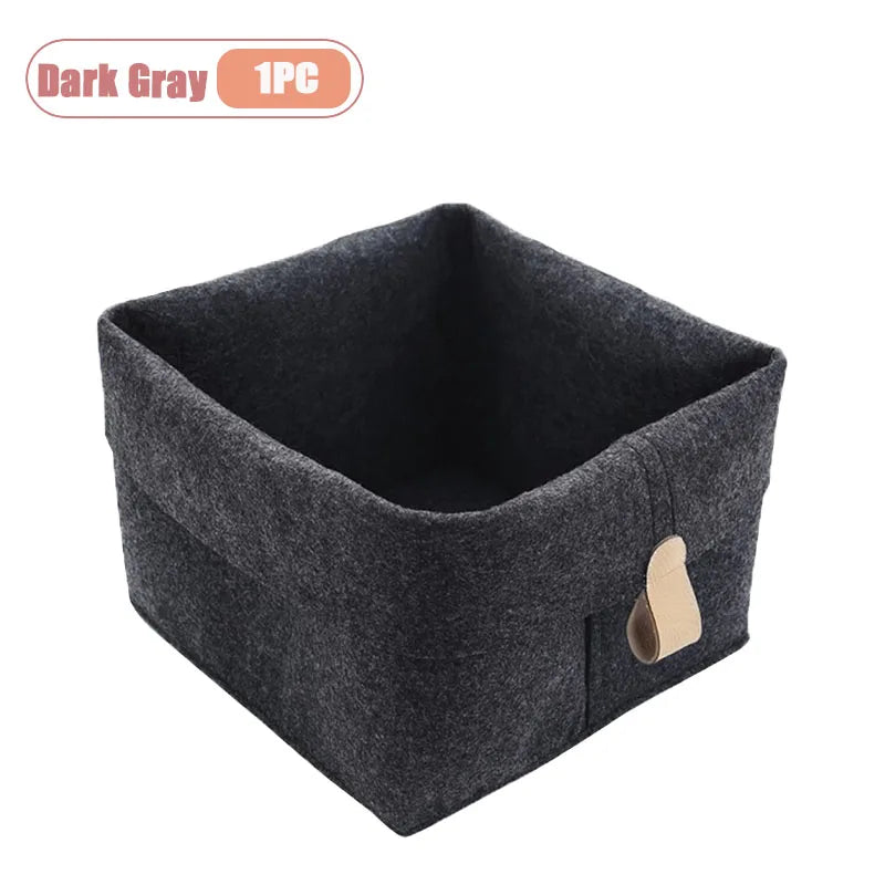 1-5PCS Desktop Organizer Basket Felt Storage Bin for Snacks and Sundries Home Office Desk Tidy Declutter Storage Box Oasis Select Dark Gray-1PC 20X20X12cm