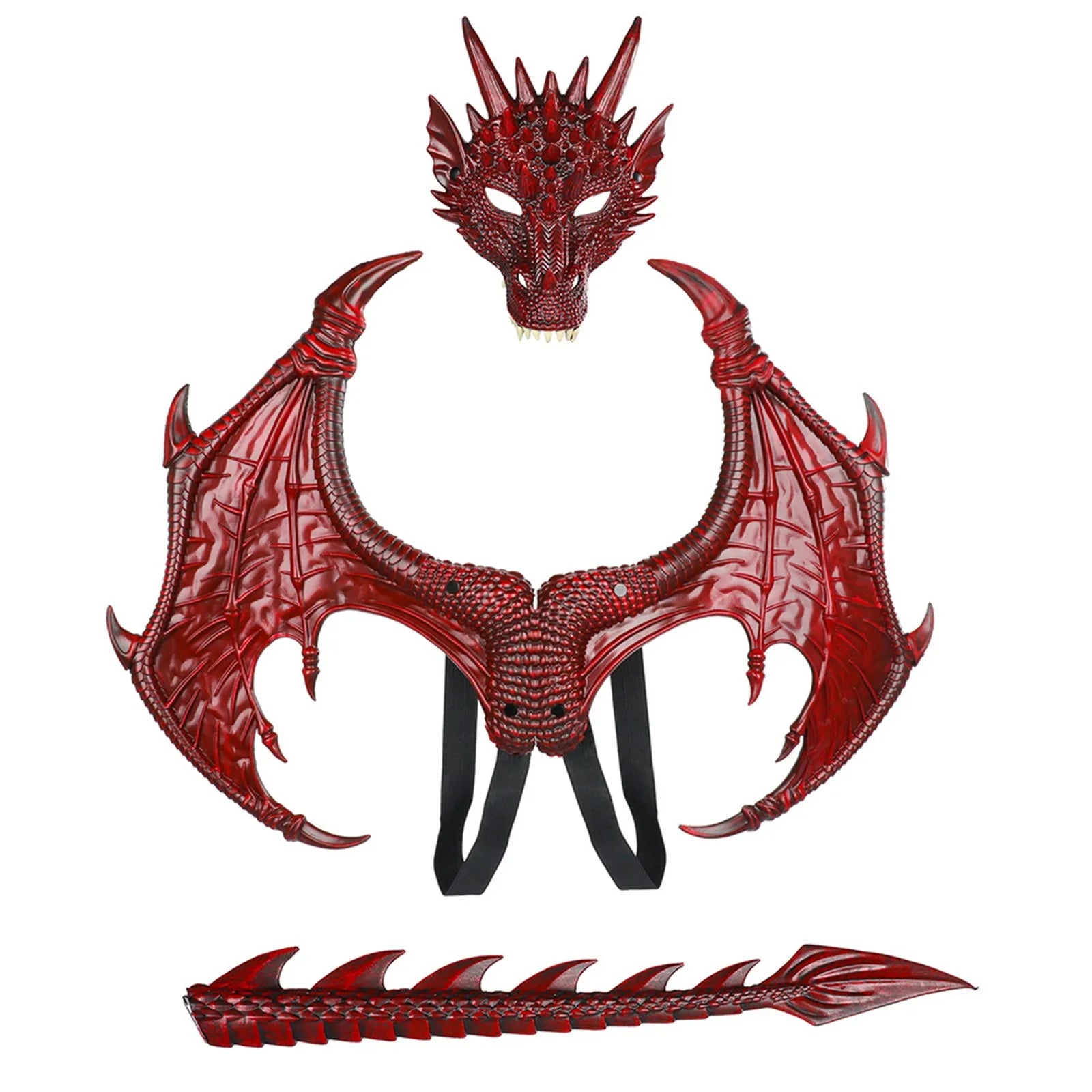 Dragon Costume Set – Mask, Wings & Tail for Kids & Adults Dragon Costume Set Oasis Select Red One Size